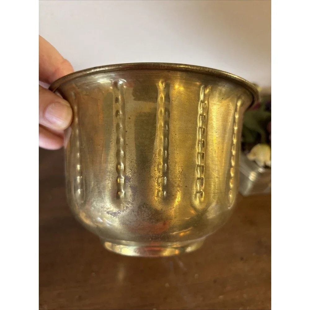 India Brass Pots/ Planters (2) MCM Cottagecore Classic Elegance Vintage